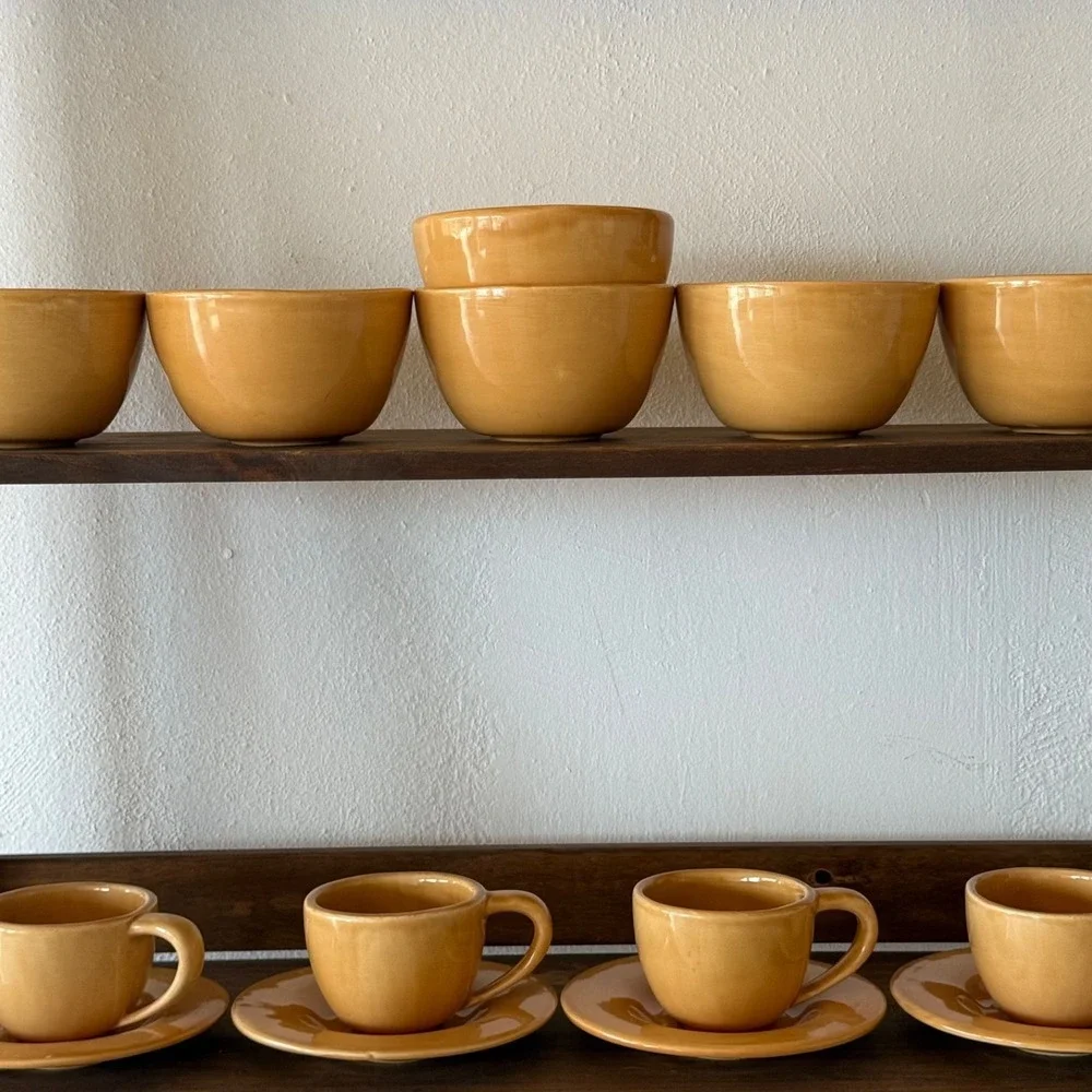 Vintage Pottery Barn‎ Sausalito Amber Cereal Bowl Set 6pc Mexico